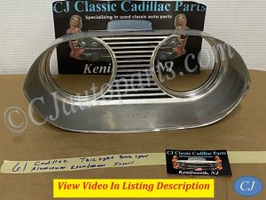 OEM 1961 Cadillac Deville Eldorado Fleetwood BRAKE LIGHT TAIL LIGHT ALUMINUM ESCUTCHEON INSERT BEZEL #1475504
